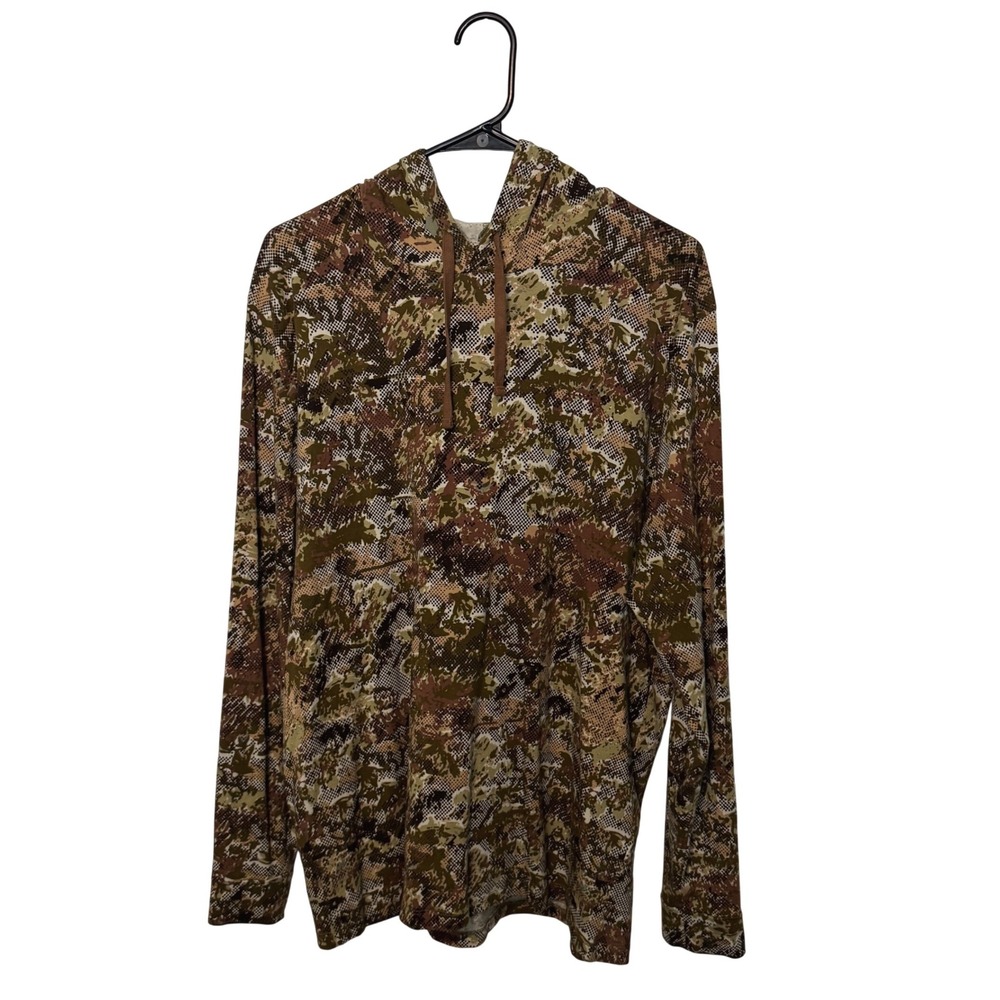 Duck Camp Lightweight Performance Hoodie Mens Large Brown Camo Bamboo Pullover